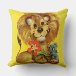 Coussin impression de lions et de souris