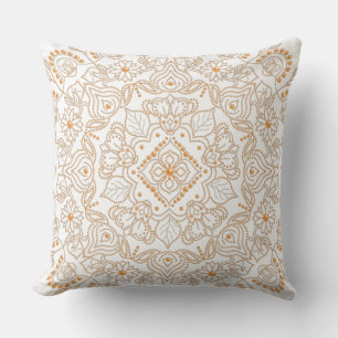 Coussin Impression de mandala avec perles dorées fausses