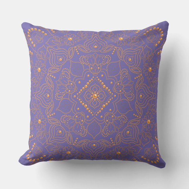 Coussin Impression de mandala de perles dorées fausses (Recto)