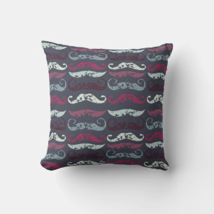 Coussin Impression de moustache rétro en détresse