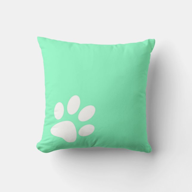 Coussin impression de patte de compagnie néon bleu vert sa (Recto)