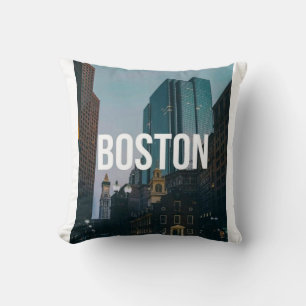 Coussin Impression de paysage urbain vintage de Boston - A
