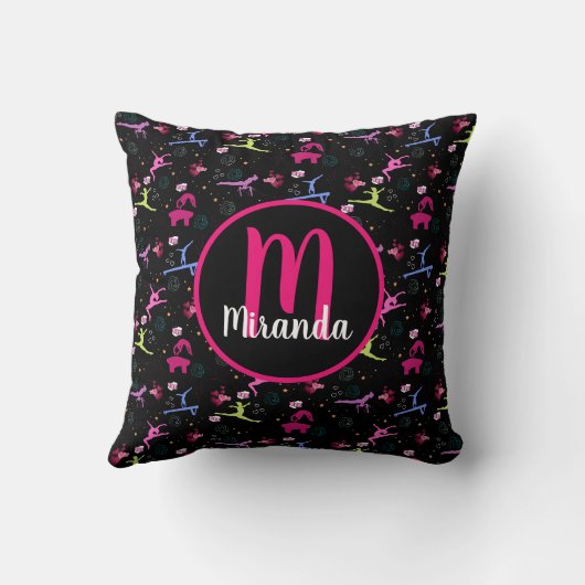 Coussin Impression de plaisir de gymnastique monogrammée (Verso)