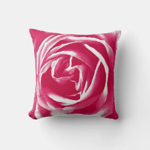 Coussin Impression de rose en satin rose