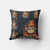 Coussin Impression de singe de l'assistant Whimsical Kawai (Verso)