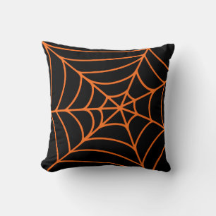 Coussin Impression de toile d'araignée noire orange Hallow