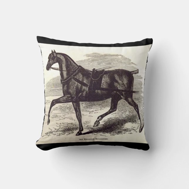 Coussin Impression du 19e siècle Cheval de cabriolet angla (Recto)