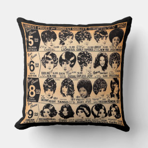Coussin impression d'une publicité de perruque du début de