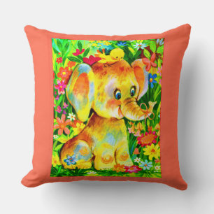 Coussin impression éléphant bébé