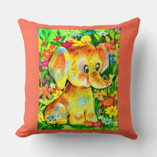 Coussin impression éléphant bébé (Recto)