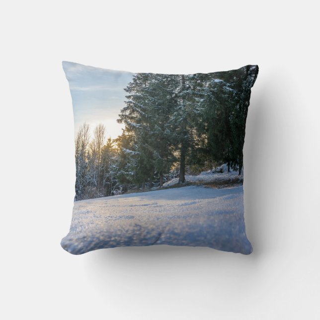 Coussin Impression envoûtante de la forêt de neige (Recto)