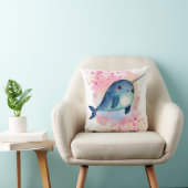 Coussin Impression florale aquarelle rose de narval (Chaise)
