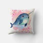 Coussin Impression florale aquarelle rose de narval (Verso)