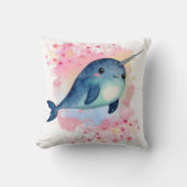 Coussin Impression florale aquarelle rose de narval (Recto)
