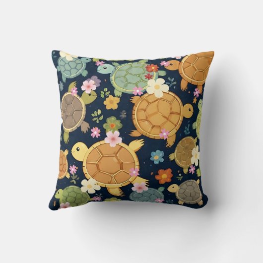 Coussin Impression florale de tortue (Verso)