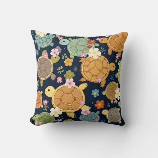 Coussin Impression florale de tortue (Recto)