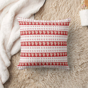 Coussin Impression florale rouge et blanc