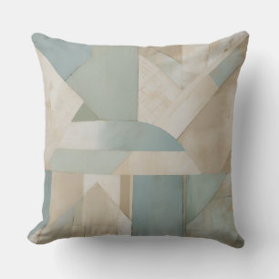 Coussin Impression géométrique abstraite bleu vert beige n