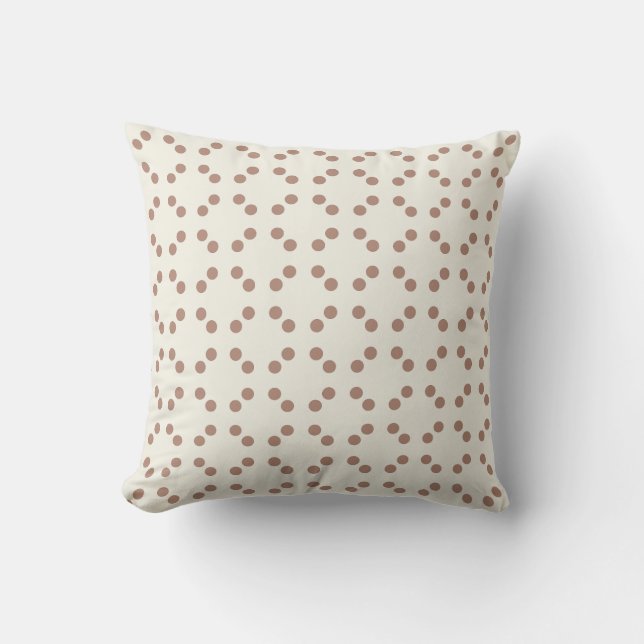 Coussin Impression géométrique blanche avec pois marron (Recto)