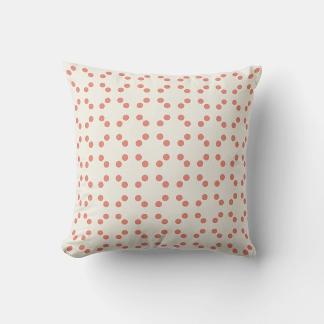 Coussin Impression géométrique blanche avec pois rouges (Recto)