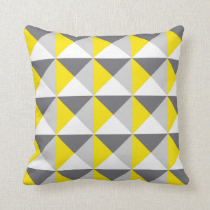 Coussin Impression géométrique Gris et citron
