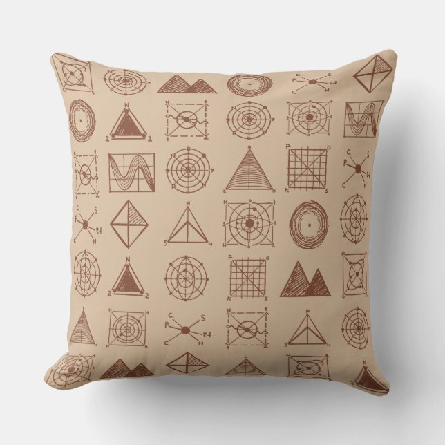 Coussin Impression géométrique Vintage - Mathématiques de  (Recto)
