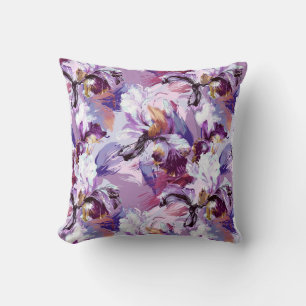 Coussin Impression Iris Abstraite Aquarelle