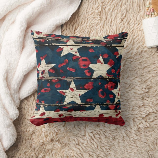 Coussin Impression léopard de drapeau américain rustique ( (Couverture)
