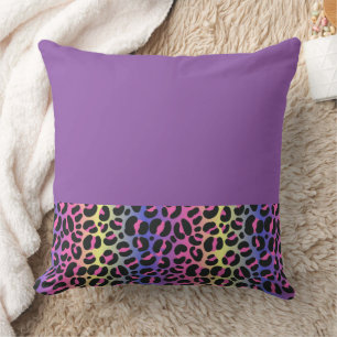 Coussin Impression léopard dégradé néon coloré