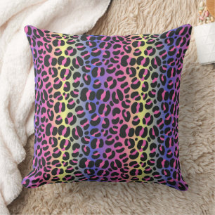 Coussin Impression léopard dégradé néon coloré