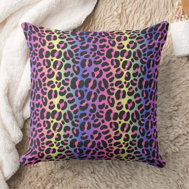 Coussin Impression léopard dégradé néon coloré (Couverture)