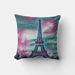 Coussin Impression métallique Tour Eiffel Abstraite
