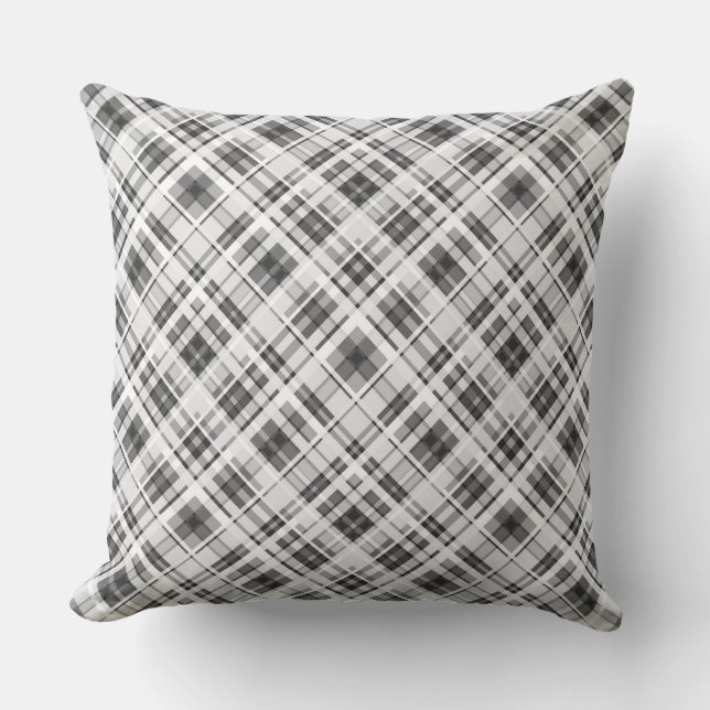 Coussin Impression motif en noir et blanc à damiers (Recto)