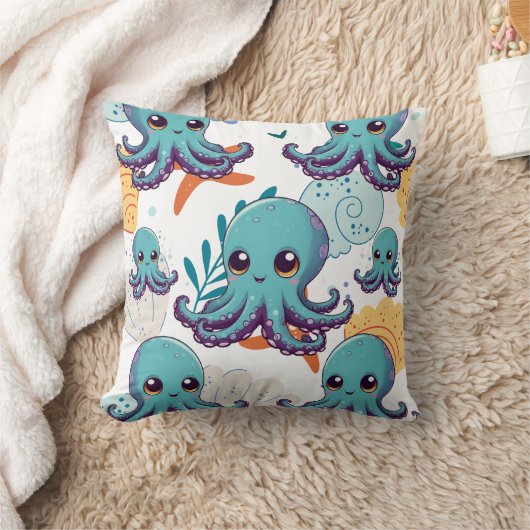 Coussin Impression octopus bleu mou (Couverture)