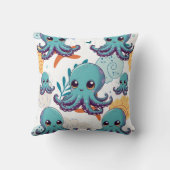 Coussin Impression octopus bleu mou (Verso)