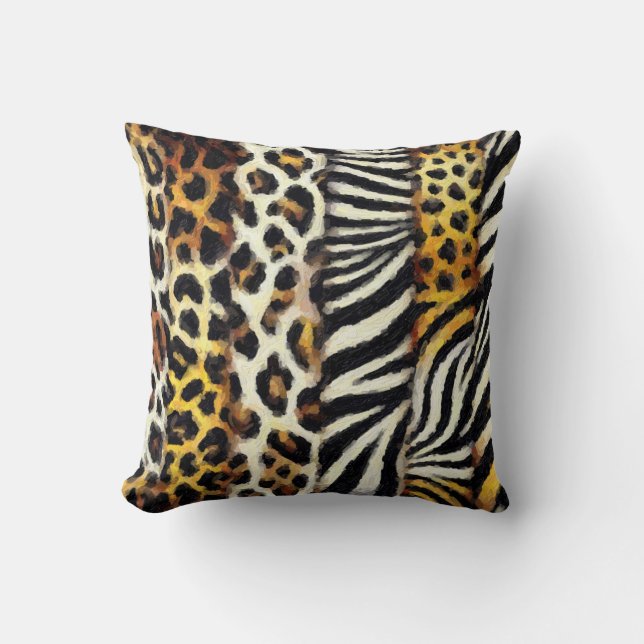 Coussin Impression Peinte Mixte Animaux Sauvages (Recto)