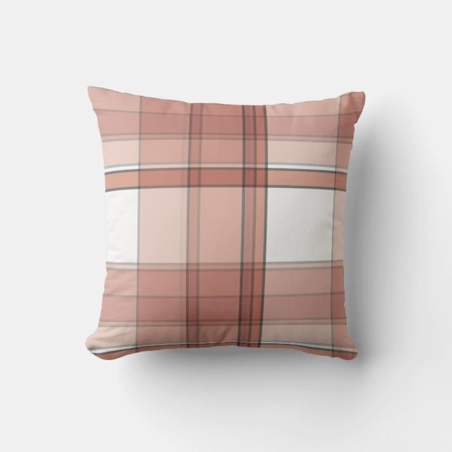 Coussin Impression Plaid Rose Dusty (Recto)