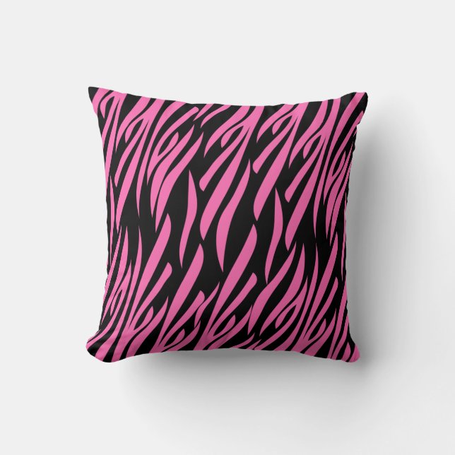 Coussin Impression rose chaud et noir Zebra (Recto)
