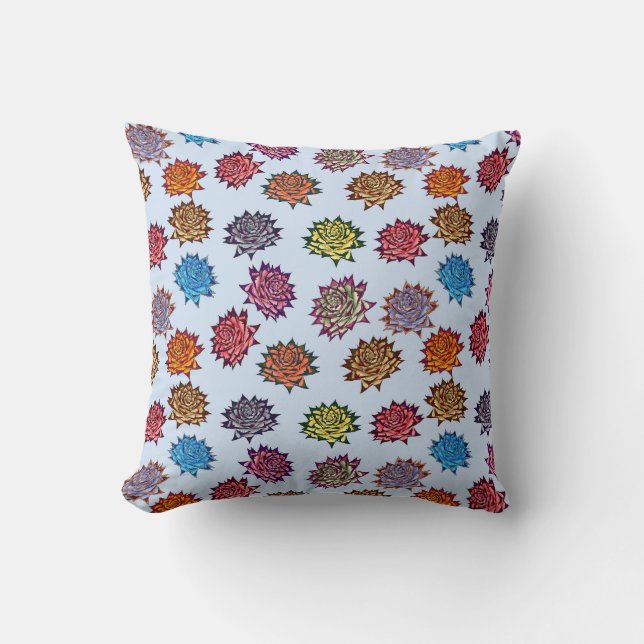 Coussin Impression Rose pointillée, Modèle Floral Moderne (Recto)