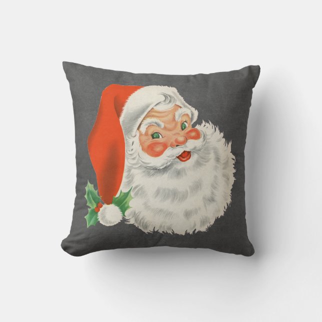 Coussin Impression tableau noir Père Noël vintage Noël (Recto)
