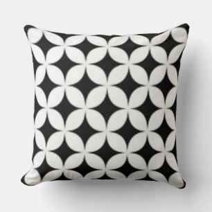 Coussin Impression tendance florale noir et blanc Voir les