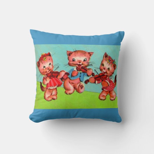 Coussin impression trio de violinistes chatons (Recto)