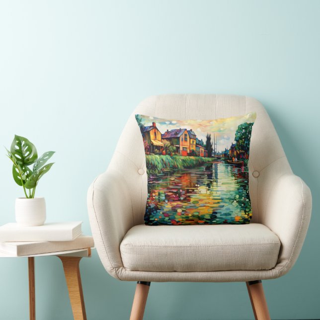 Coussin Impressionnisme de la rive du fleuve (Chaise)