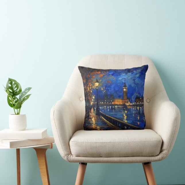 Coussin Impressionnisme de nuit à Londres (Chaise)