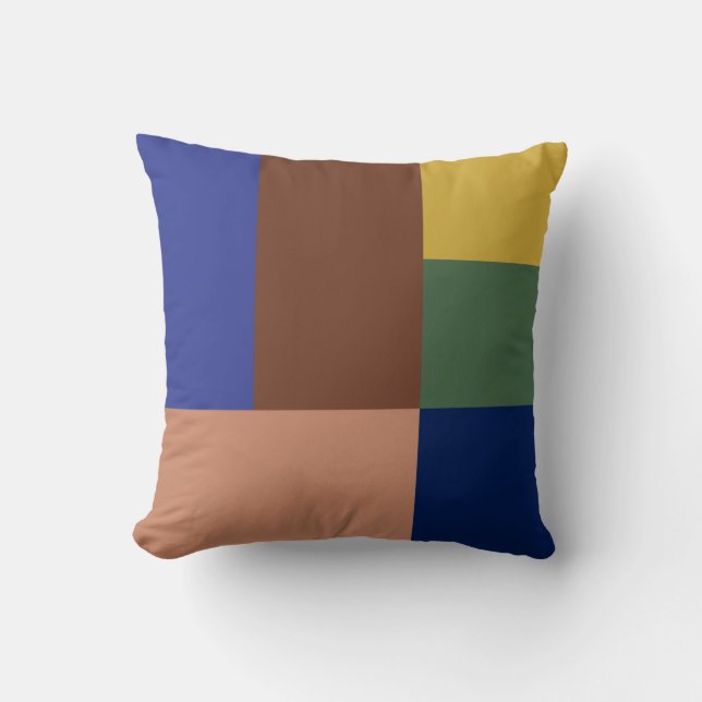 Coussin Imprimante Blue Brown Tan Green Yellow Color Block (Recto)