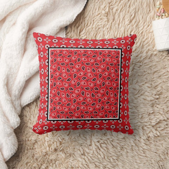 Coussin Imprimantes Boho Bandana Rouge (Couverture)