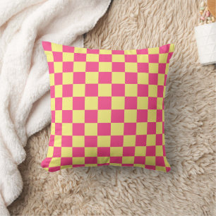 Coussin Imprimé à carreaux rose et jaune