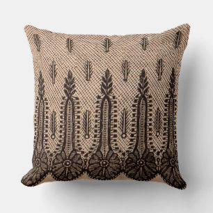 Coussin imprimé à maille florale noire