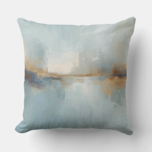 Coussin Imprimé Abstrait Bleu Clair Blanc Brun Rouillé Att