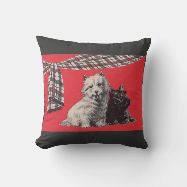 Coussin imprimé adorable Scottish terriers (Recto)
